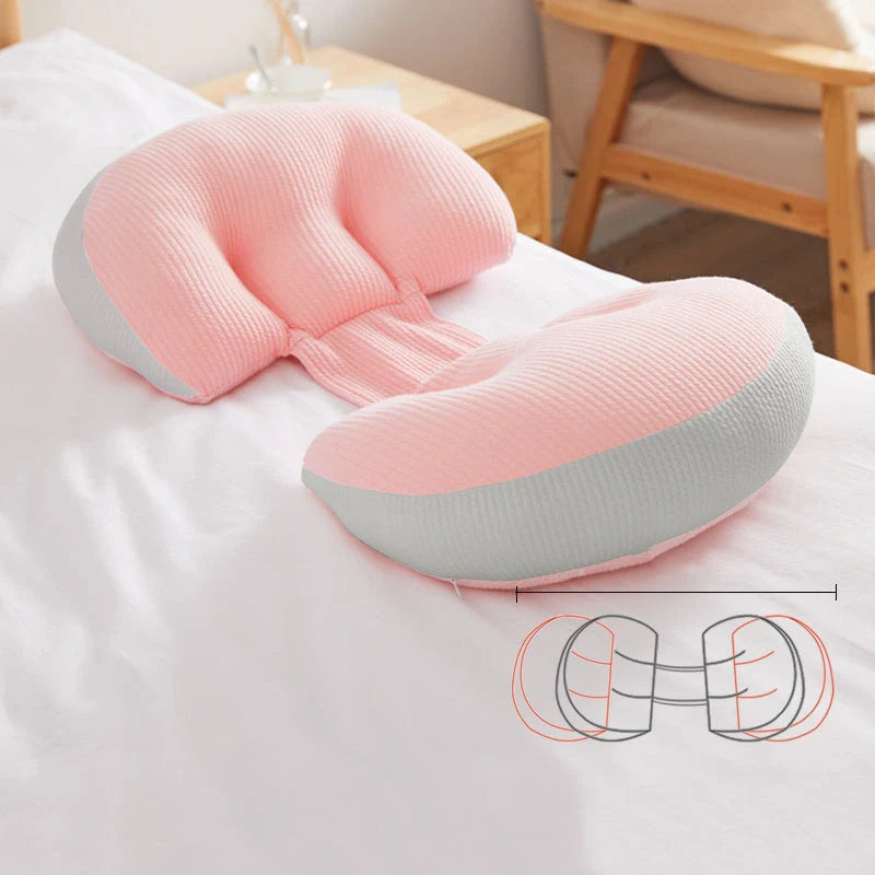 U-shaped pregnancy pillow for side sleepers with abdomen support