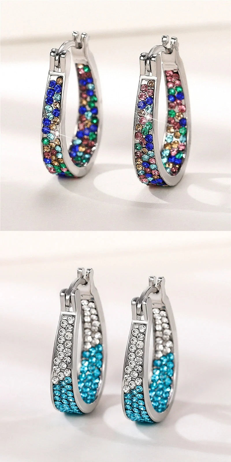 Colourful geometric diamond earrings for women with English letter detailing