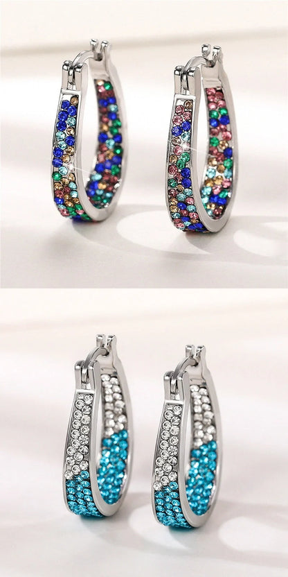 Colourful geometric diamond earrings for women with English letter detailing