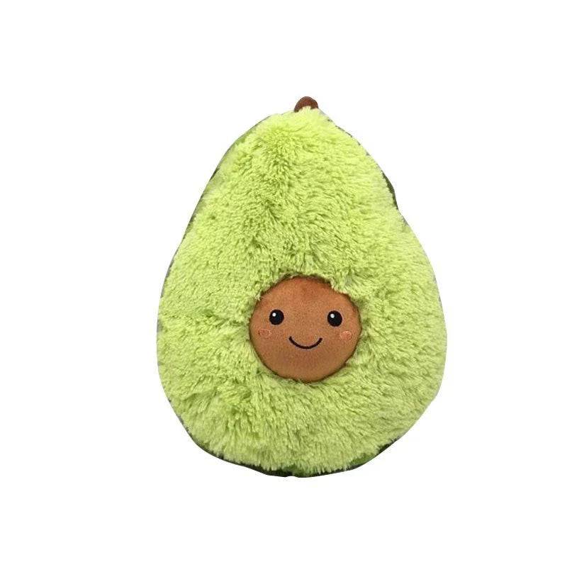 Soft and cuddly plush avocado-shaped pillow in various sizes, perfect for decoration, relaxation, and playtime