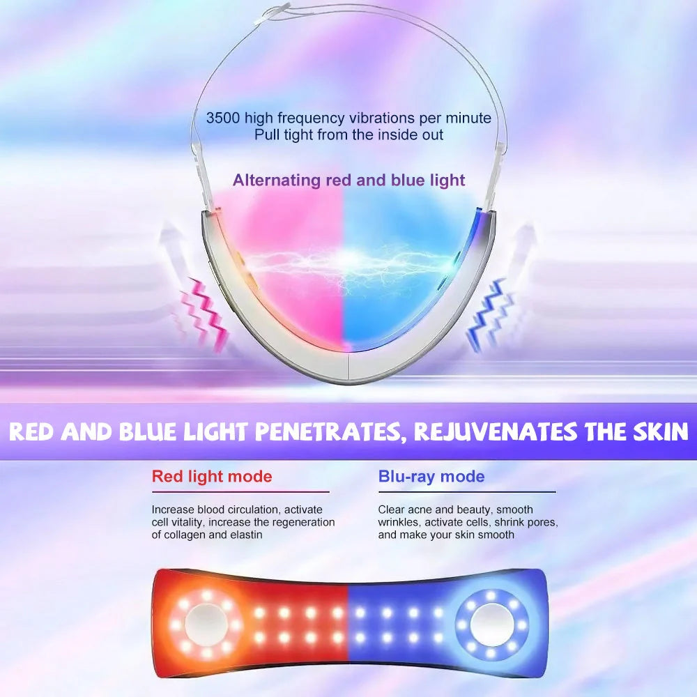 Microcurrent Face Massager with EMS and LED Photon Therapy for V Shape Slimming