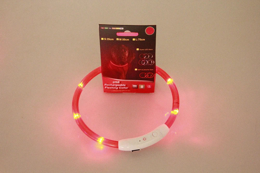 USB rechargeable LED pet safety collar for night visibility