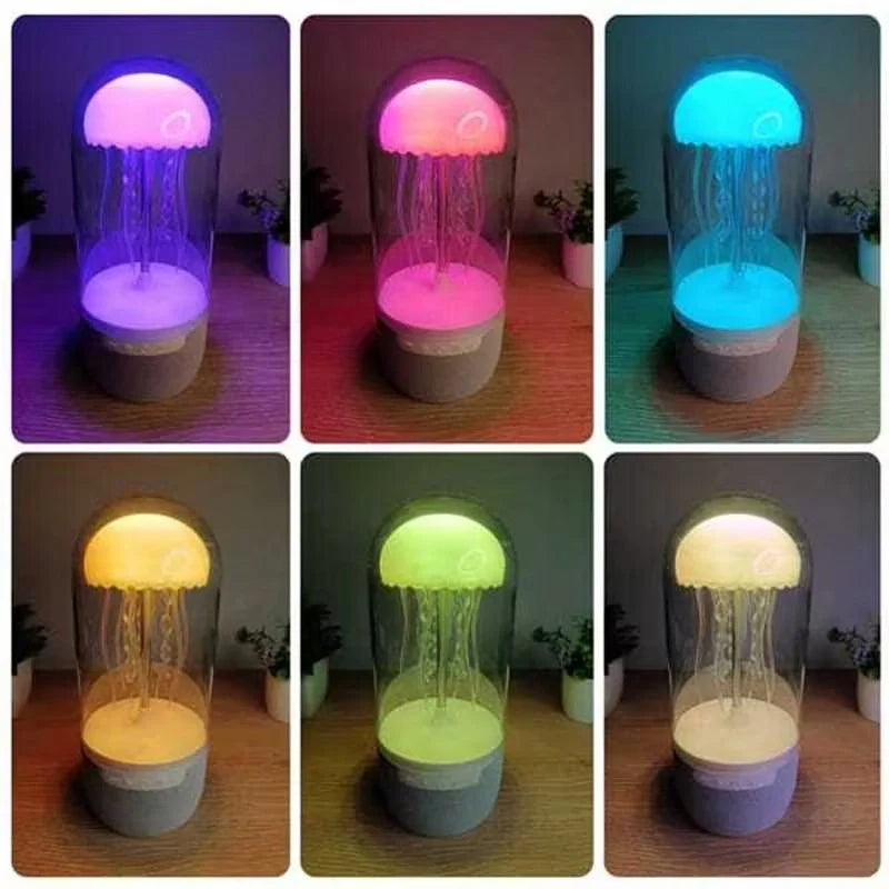 3-in-1 Jellyfish Lamp Bluetooth Speaker with vibrant LED lights in white