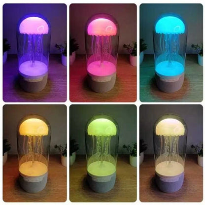 3-in-1 Jellyfish Lamp Bluetooth Speaker with vibrant LED lights in white