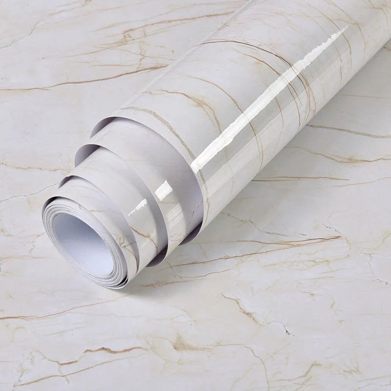 Elegant marble effect wallpaper for kitchen and bathroom renovation