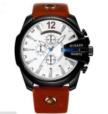 A premium wristwatch with a large dial and three sub-dials, showcasing a sophisticated and stylish design.