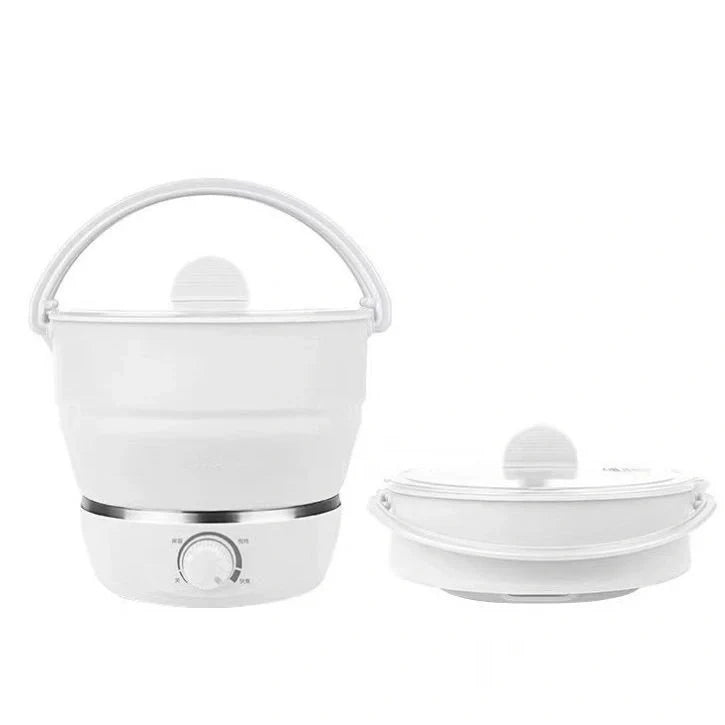 Portable folding electric cooker with food-grade silicone liner and stainless steel components