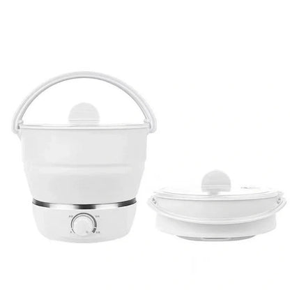 Portable folding electric cooker with food-grade silicone liner and stainless steel components