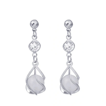 Crystal opal water drop earrings with electroplated finish in various colors