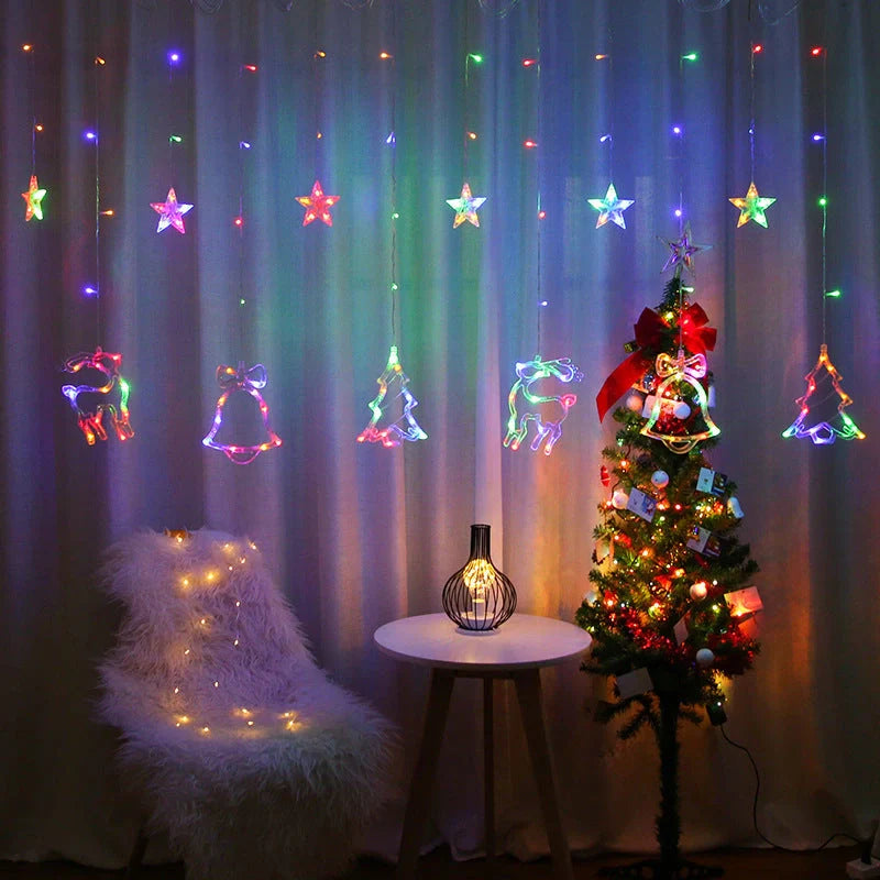 Christmas Deer Tree Bells Star String Fairy Lights for festive indoor and outdoor decoration