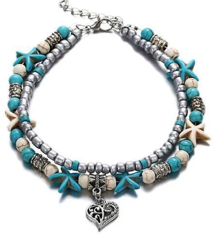 Starfish design zinc alloy anklet for women, perfect for beach outings