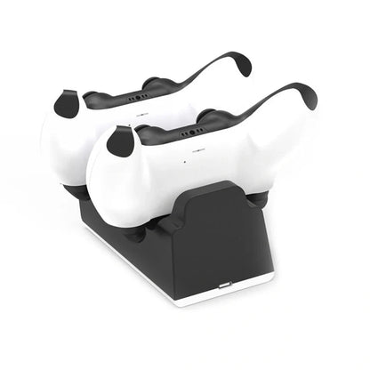 PS5 Wireless Controller Dual Charge Dock in black and white