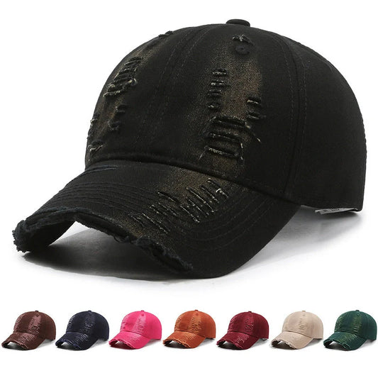 Vintage washed cotton baseball cap for men in various colours