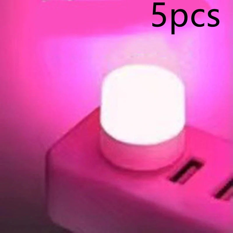 Compact USB LED night light with soft glow for reading and sleep