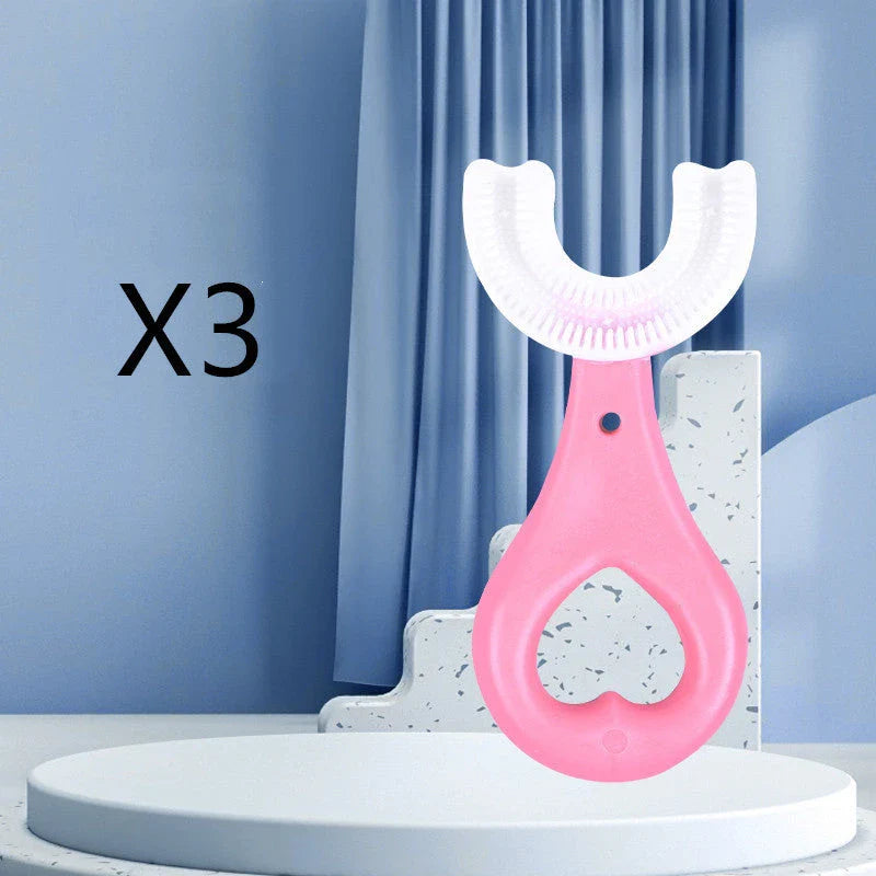Soft, U-Shaped Children's Toothbrush in Various Vibrant Colors Made of Food-Grade Rubber