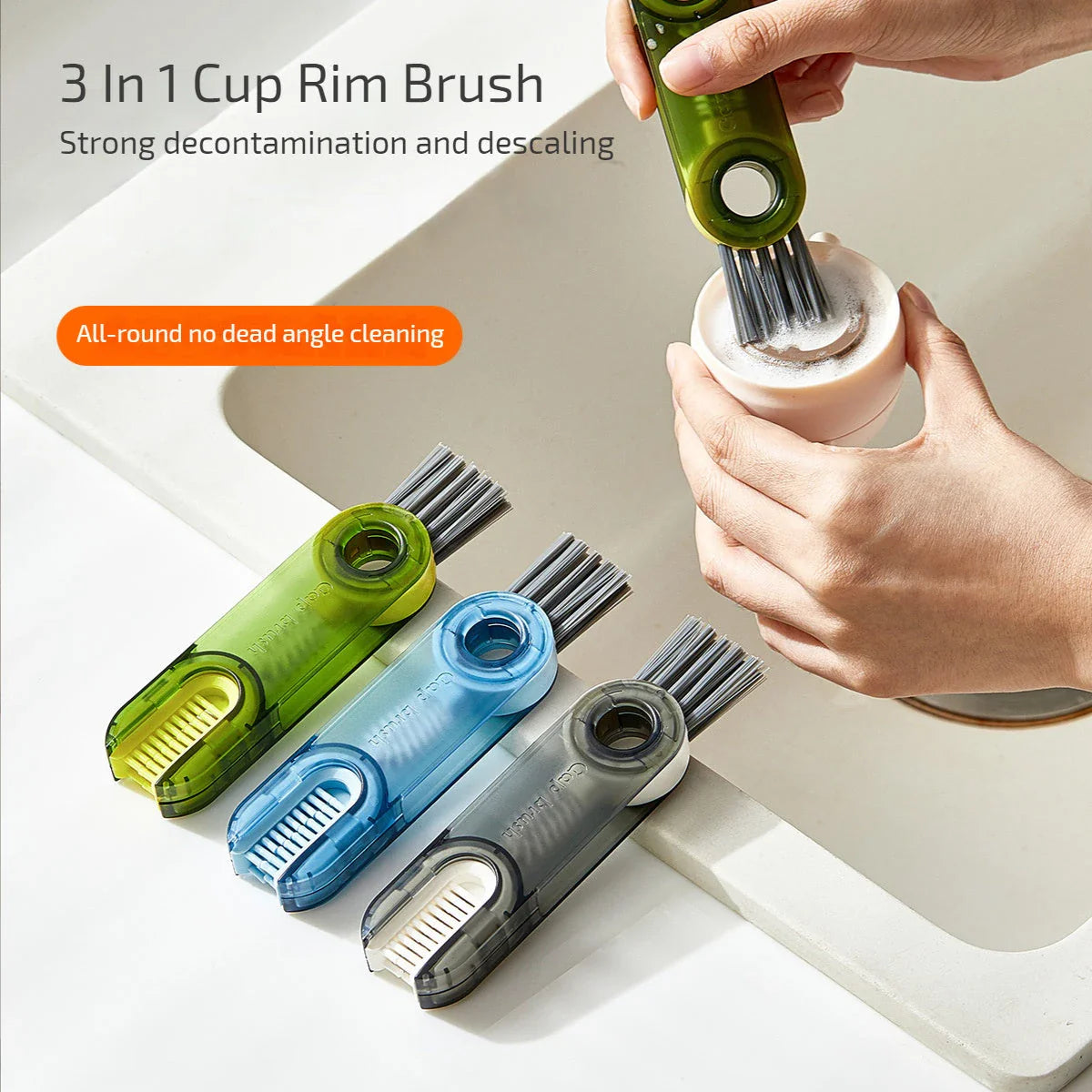 Versatile multi-purpose bottle cleaning brush set with spiral design for reaching into narrow crevices and tough-to-clean areas