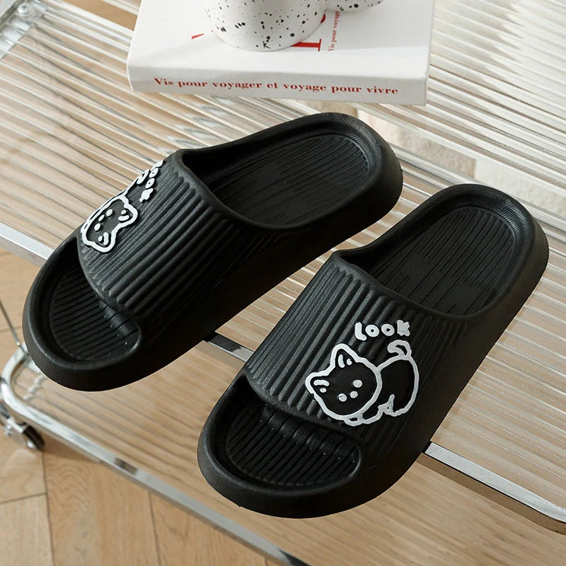 Women's non-slip cat slippers in assorted colours for summer wear