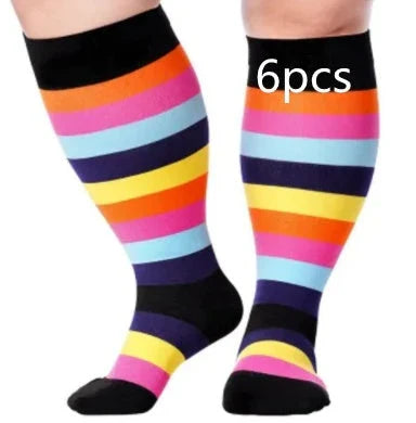 Plus-sized compression socks with bamboo fiber blend for breathability and comfort