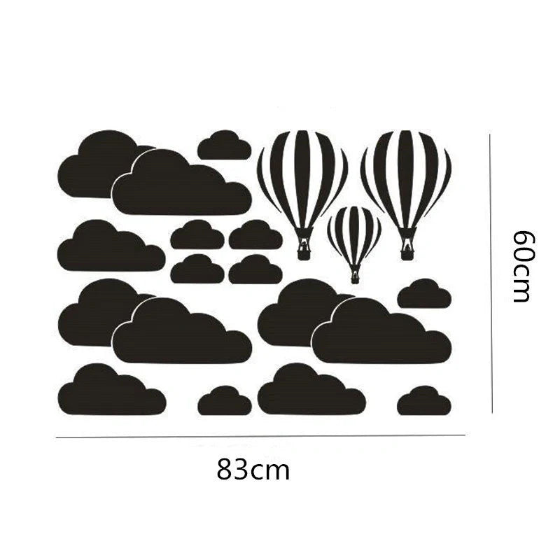 Elegant hot air balloon wall decals in various sizes and colours, perfect for adding a touch of whimsy to any room in your UK home