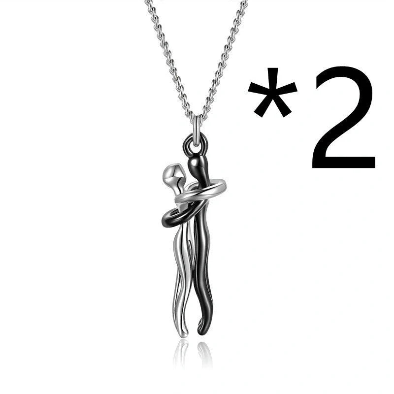Affectionate Hug Necklace for couples in punk street style with snake bone chain