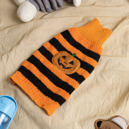 Halloween dog sweater in acrylic material for small pets, available in festive designs