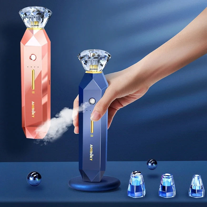 2-in-1 Blackhead Remover Vacuum Pore Cleaner with Oxygen Injection Moisturising in pink and sapphire blue