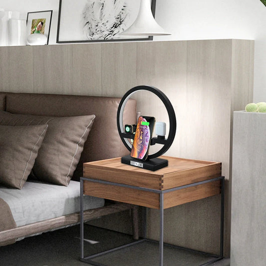 Fast Charging 4 in 1 Bedside Lamp Wireless Charger Bracket with TYPE-C Cable