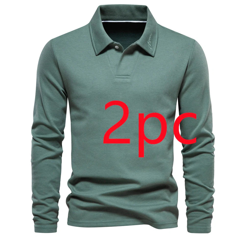 A versatile cotton polo shirt in a range of sophisticated colours, featuring a unique lapel design for a refined casual look.