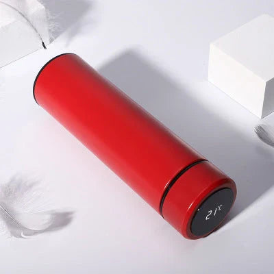 Premium stainless steel vacuum flask with LED touch display for temperature monitoring, available in various colors and sizes