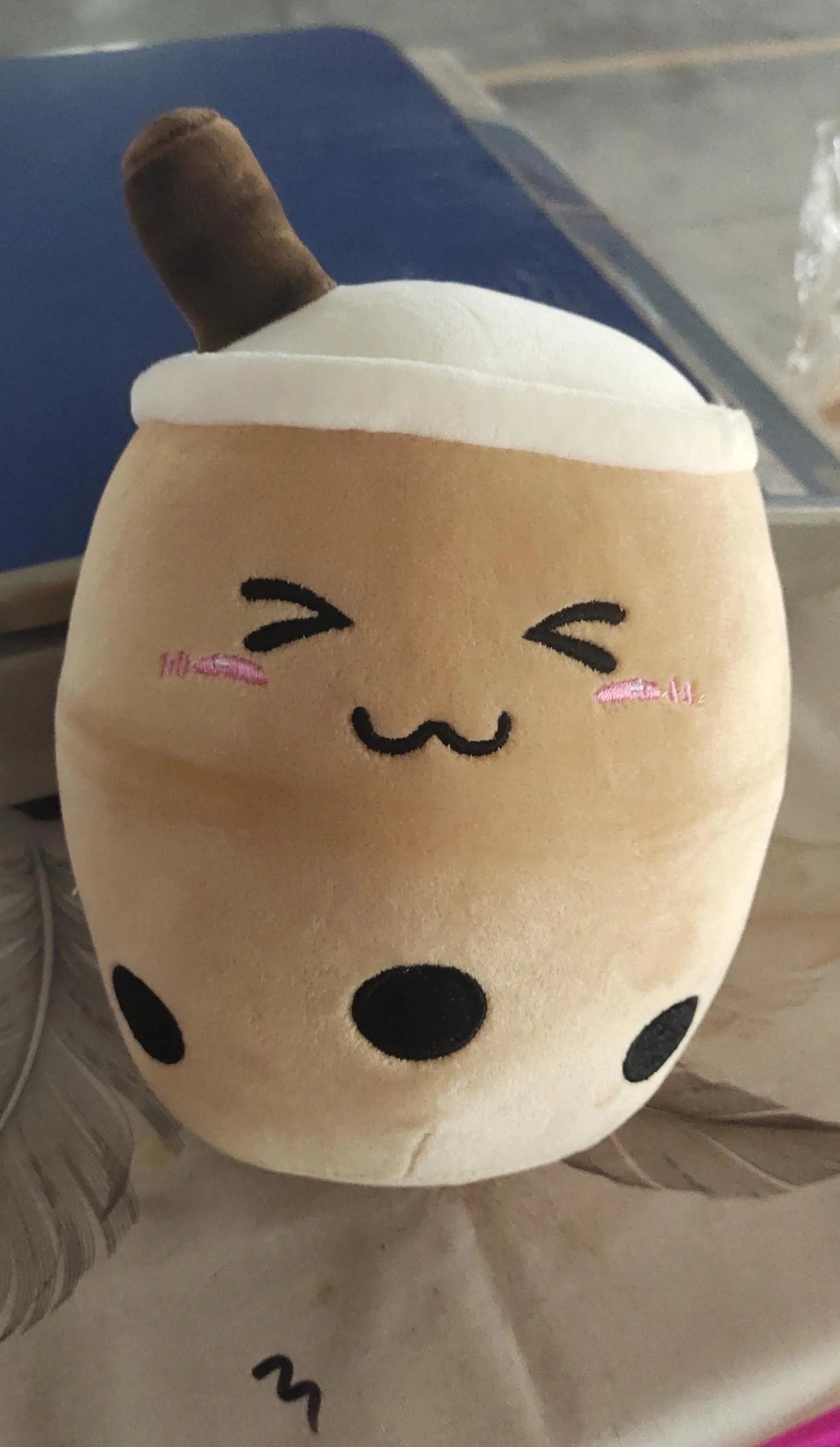 Strawberry Milk Tea Plush Boba Toy Pillow in various colours and sizes