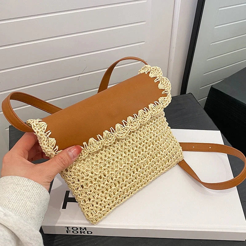 Women's straw western style crossbody bag in various colours