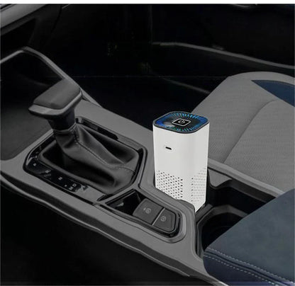 Powerful car air purifier with negative ion generator, designed to remove dust, smoke, and odors for a fresher in-car experience.