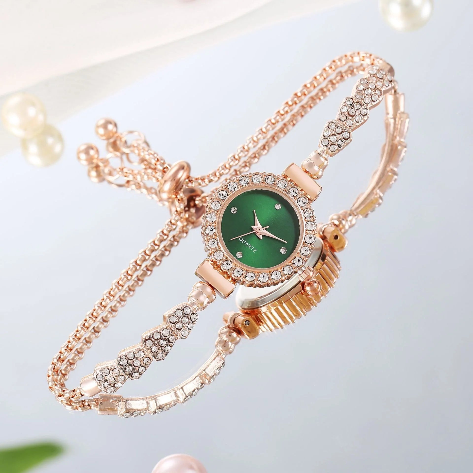 Gold Fine Strap Ladies Watch with jewellery buckle in six colours