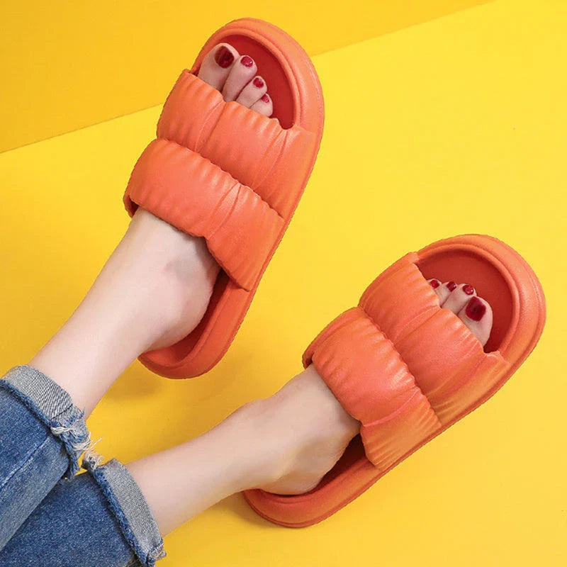 Plush Comfort Bathroom Slides in various vibrant colors, featuring soft EVA soles and water-resistant design