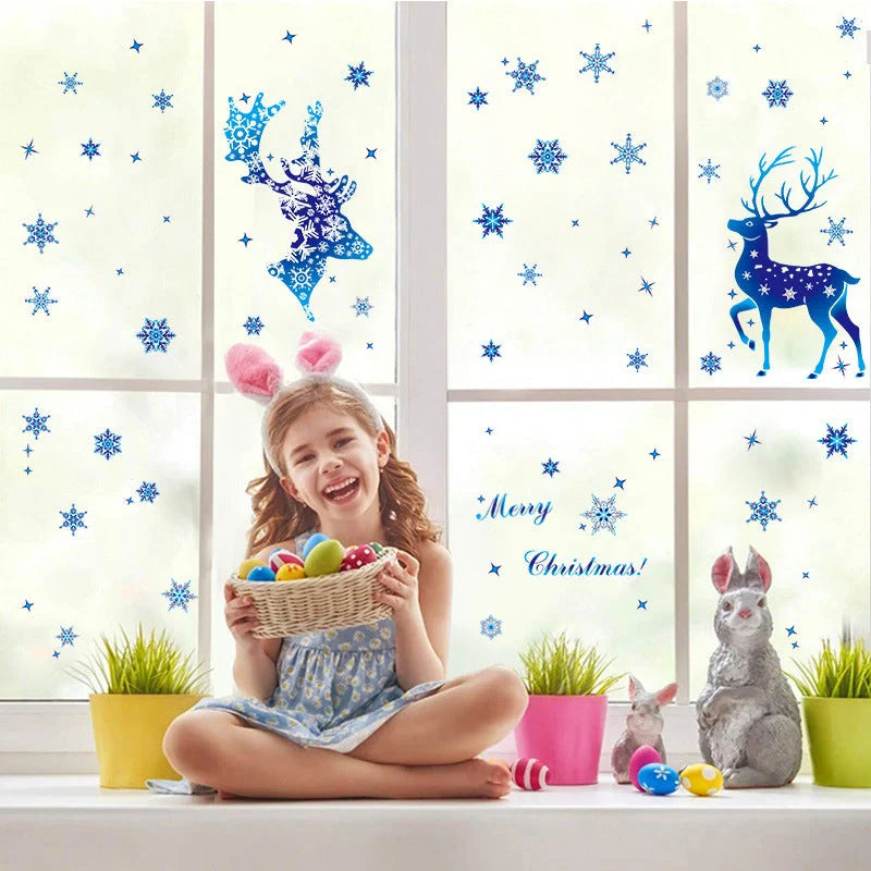 Christmas Elk Snowflake Sticker Decoration for festive home decor