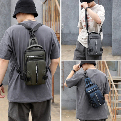 Versatile crossbody bag with multiple pockets and compartments, made of durable nylon for the modern, on-the-go gentleman