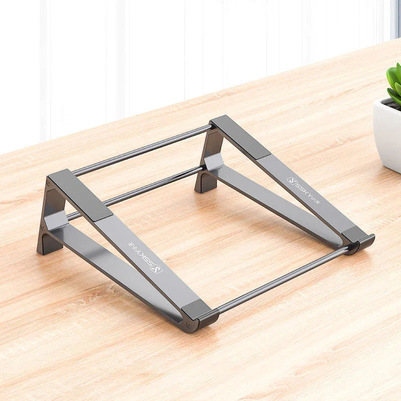 Aluminium alloy laptop stand with non-slip silicone pads in Space Grey and Aurora Silver