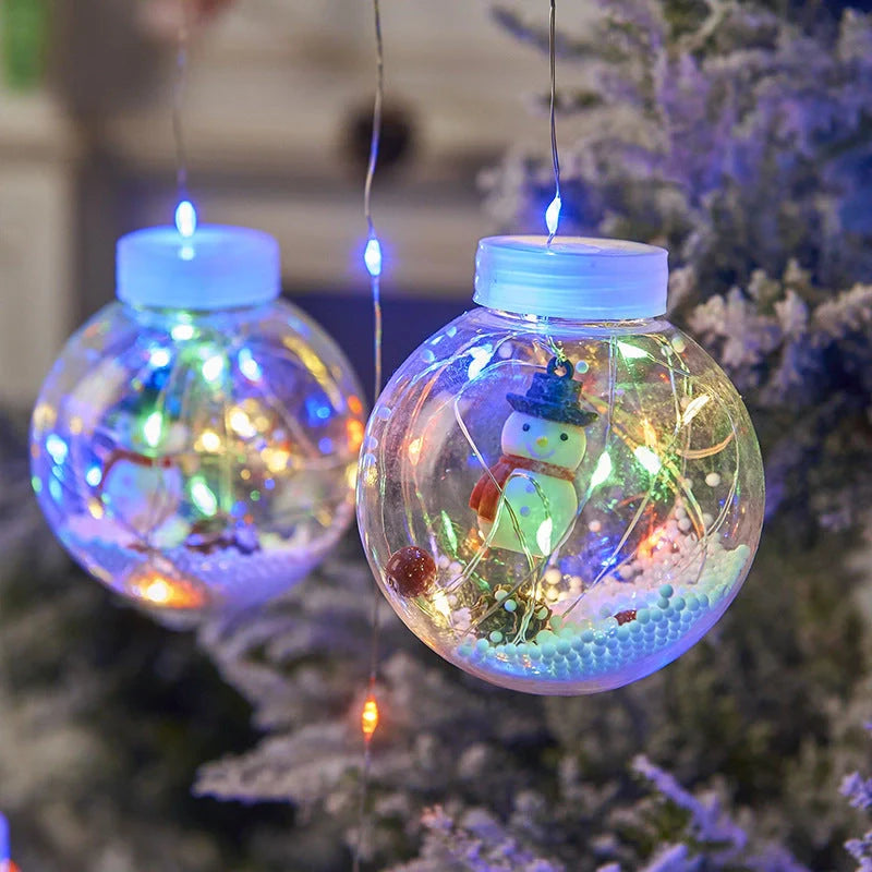 10PCS LED Christmas curtain lamp set with fairy snowman and wishing ball designs