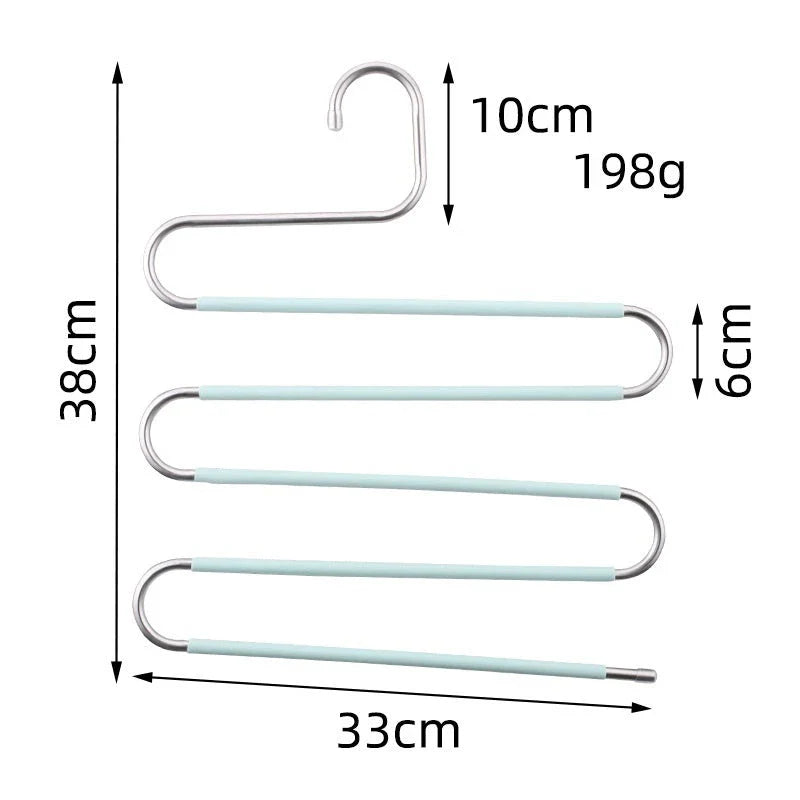 Sturdy and Stylish 5-Tier Pants Rack in Stainless Steel, Designed to Maximize Closet Space and Organize Pants, Jeans, and Trousers