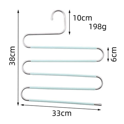 Sturdy and Stylish 5-Tier Pants Rack in Stainless Steel, Designed to Maximize Closet Space and Organize Pants, Jeans, and Trousers