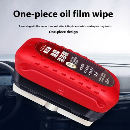 Automotive oil film cleaning brush with hydrophobic effect for windshields and glass surfaces