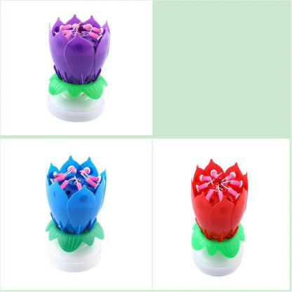 Musical Lotus Candles in various colours, showcasing the elegant lotus design and music feature