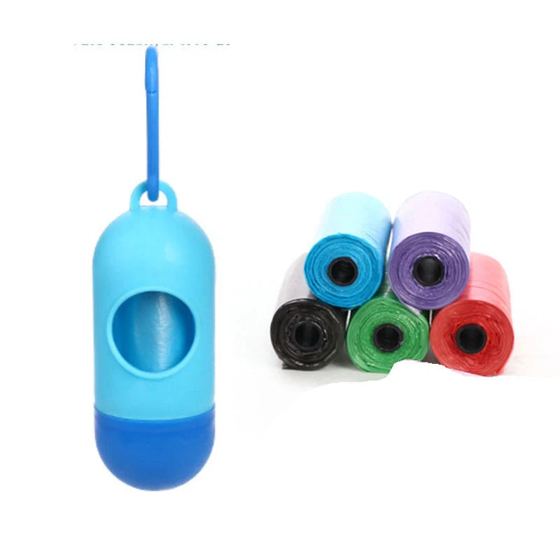 Eco-friendly dog poop bags in various colours for pet waste cleanup