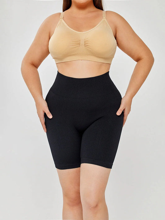 Women's stretch comfort leggings in black and apricot with high waistband