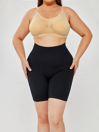 Women's stretch comfort leggings in black and apricot with high waistband
