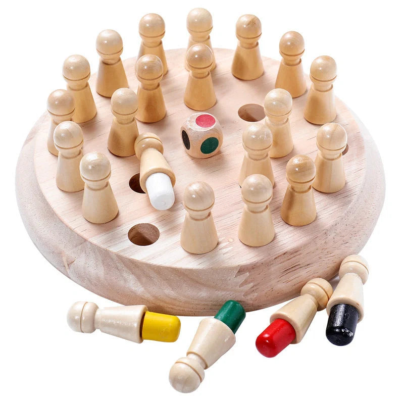 Children's wooden memory chess set for early colour education