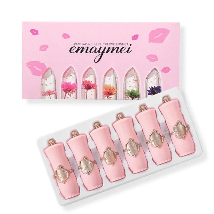 Jelly Flower Lipstick Set with 6 colour-changing lip glosses