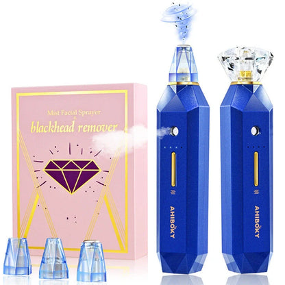 2-in-1 Blackhead Remover Vacuum Pore Cleaner with Oxygen Injection Moisturising in pink and sapphire blue