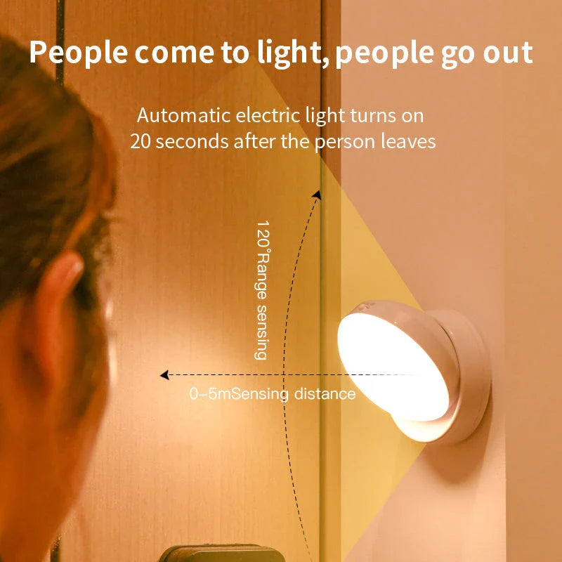 Motion-activated LED light with adjustable brightness and direction, designed for versatile use in any room of the home.