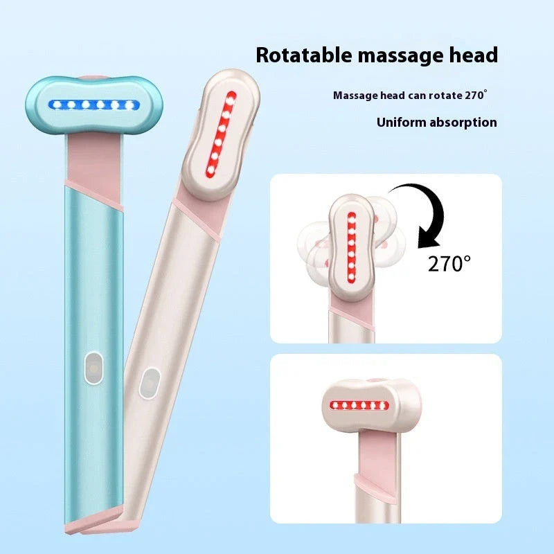 Rejuvenating eye massager with microcurrent, red light therapy, and vibration for youthful, radiant skin